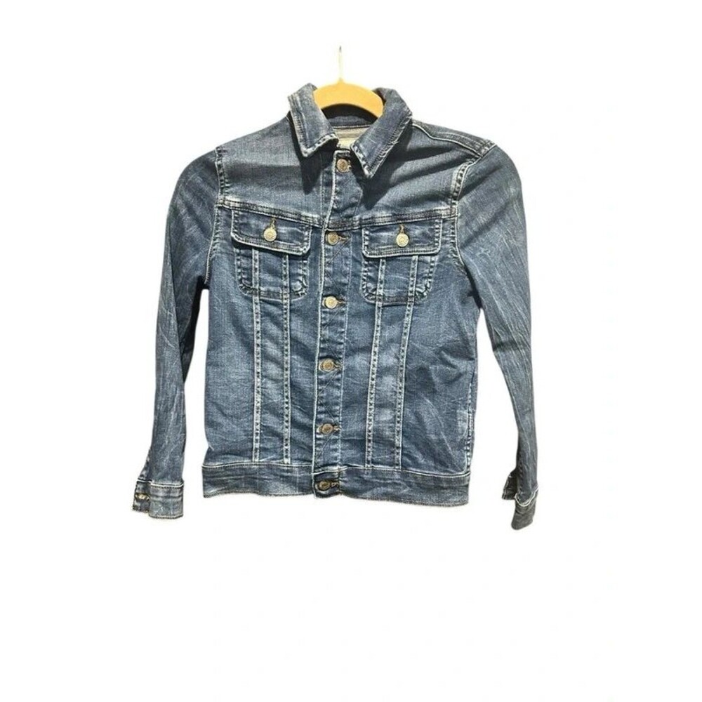 Polo Ralph Lauren Girls Size Medium Denim Trucker Jacket Dark Wash Long Sleeved